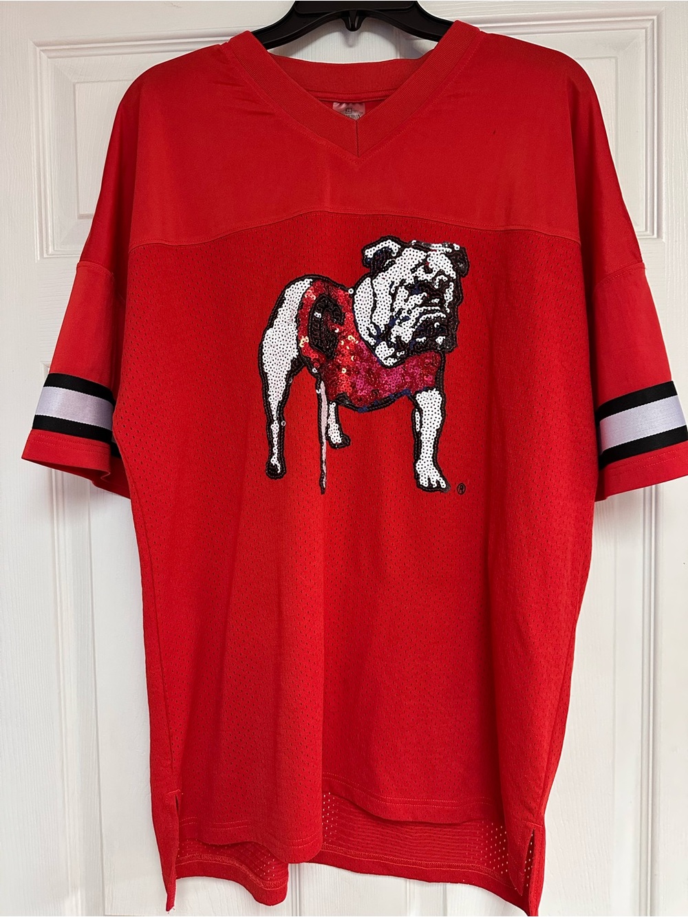 Red Sequin Bulldog Jersey Top - Unbranded